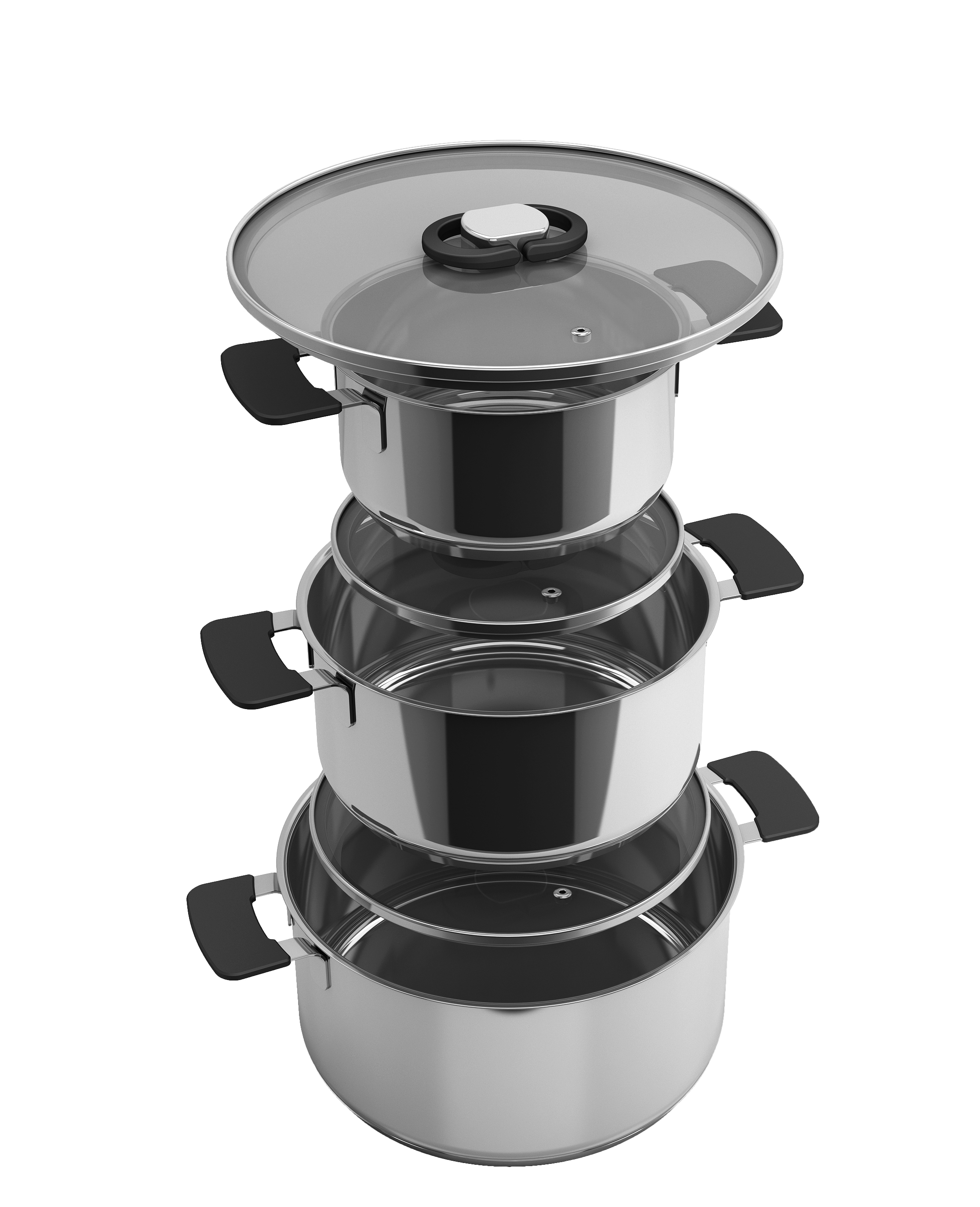 Stackable Stainless Cookware Pot 6pc Set