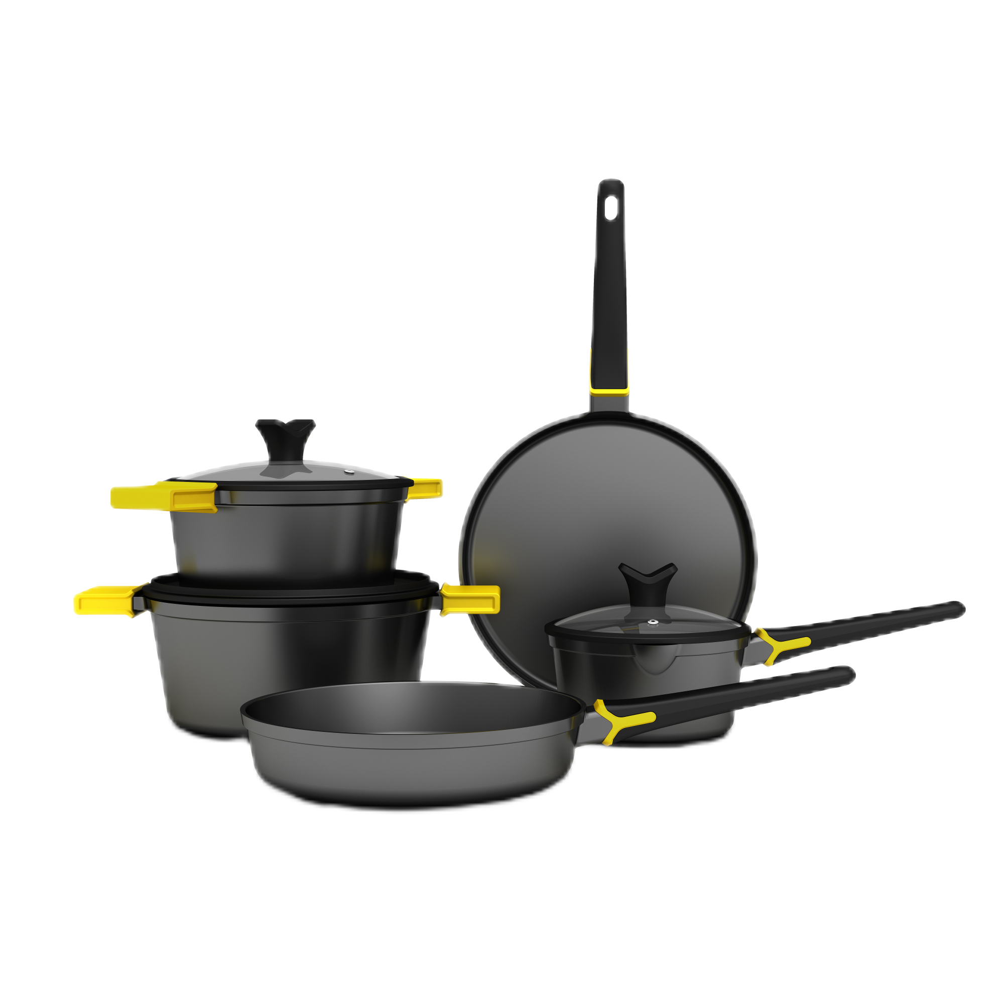 YOUNG Range Thermo Silicone Heat Indicator Non-stick Cookware Die Cast Aluminum Cookware Set