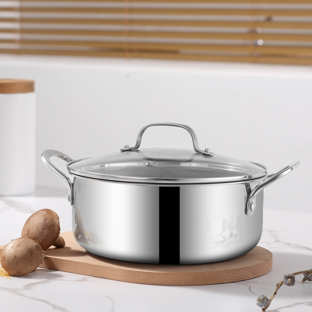 Tri-ply Stainless Cookware Etching Casserole with Lid 