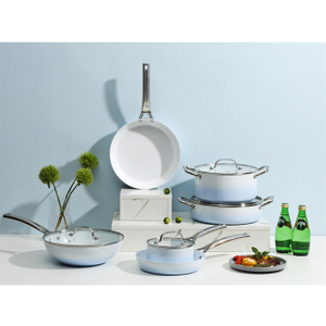 Pressed ceramic non-stick cookware set with SS die cast handle