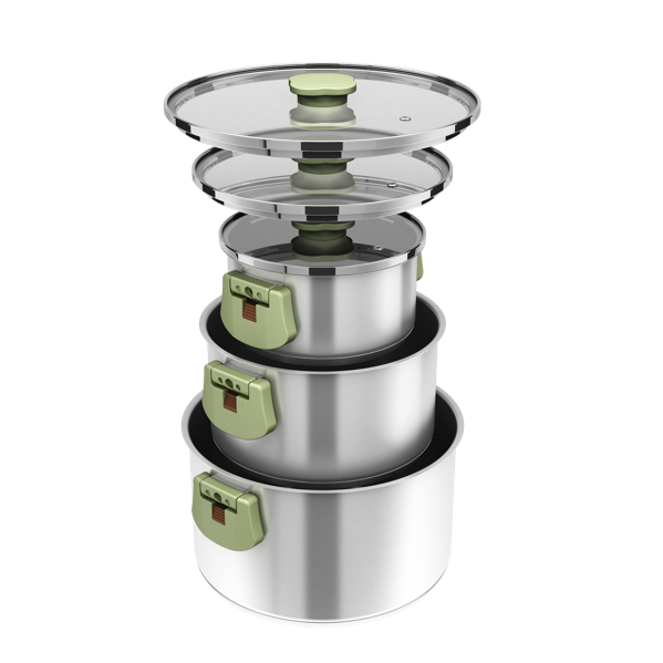 Stainless Cookware Stackable Clover 